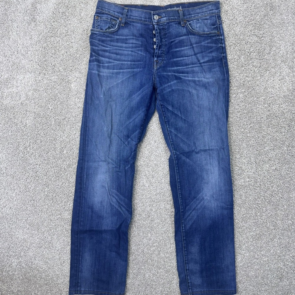 7 For All Mankind Jeans Mens 38 Standard Blue Button Fly EUC